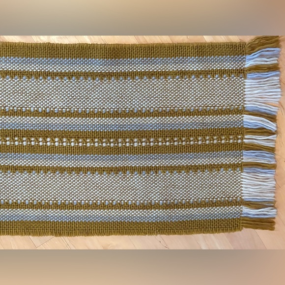 🌽 Chunky Weave Fringe Scarf |Goldenrod & Cream with Blue by Madewell - Picture 13 of 17